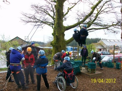 Warren and Andrew on ropes, rest of the gang helping